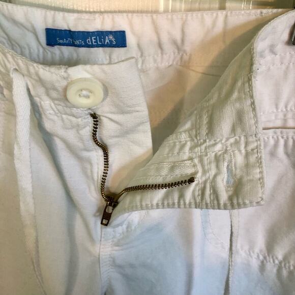 dELiA*s Smarty Pants White Cotton Capri Pants Tie Front - Juniors Size 11 - Picture 3 of 7